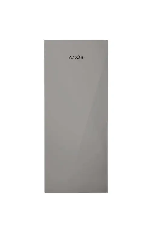 Graue Fläche mit der Aufschrift "AXOR" oben. Der Hintergrund ist hell und das Bild zeigt die Produktoberfläche in einer minimalistischen Ansicht.